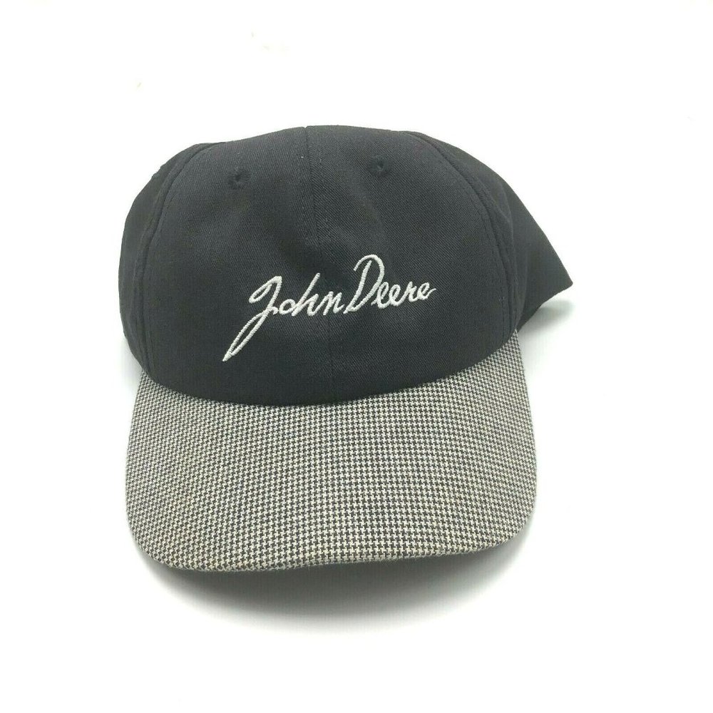 K Products John Deere Hat Cap Snapback Black Plaid Bill Agriculture Farm Farming